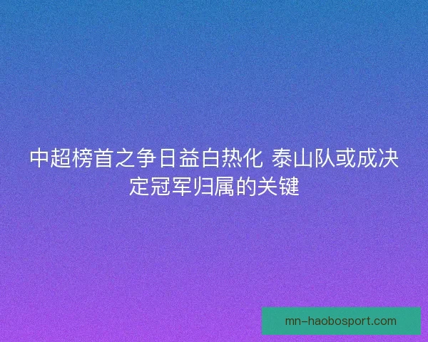 中超榜首之争日益白热化 泰山队或成决定冠军归属的关键